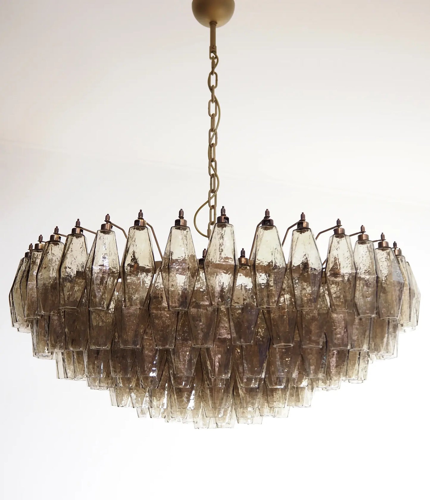 Murano takkrona Poliedri Ø90 - 185 rökfärgade glas