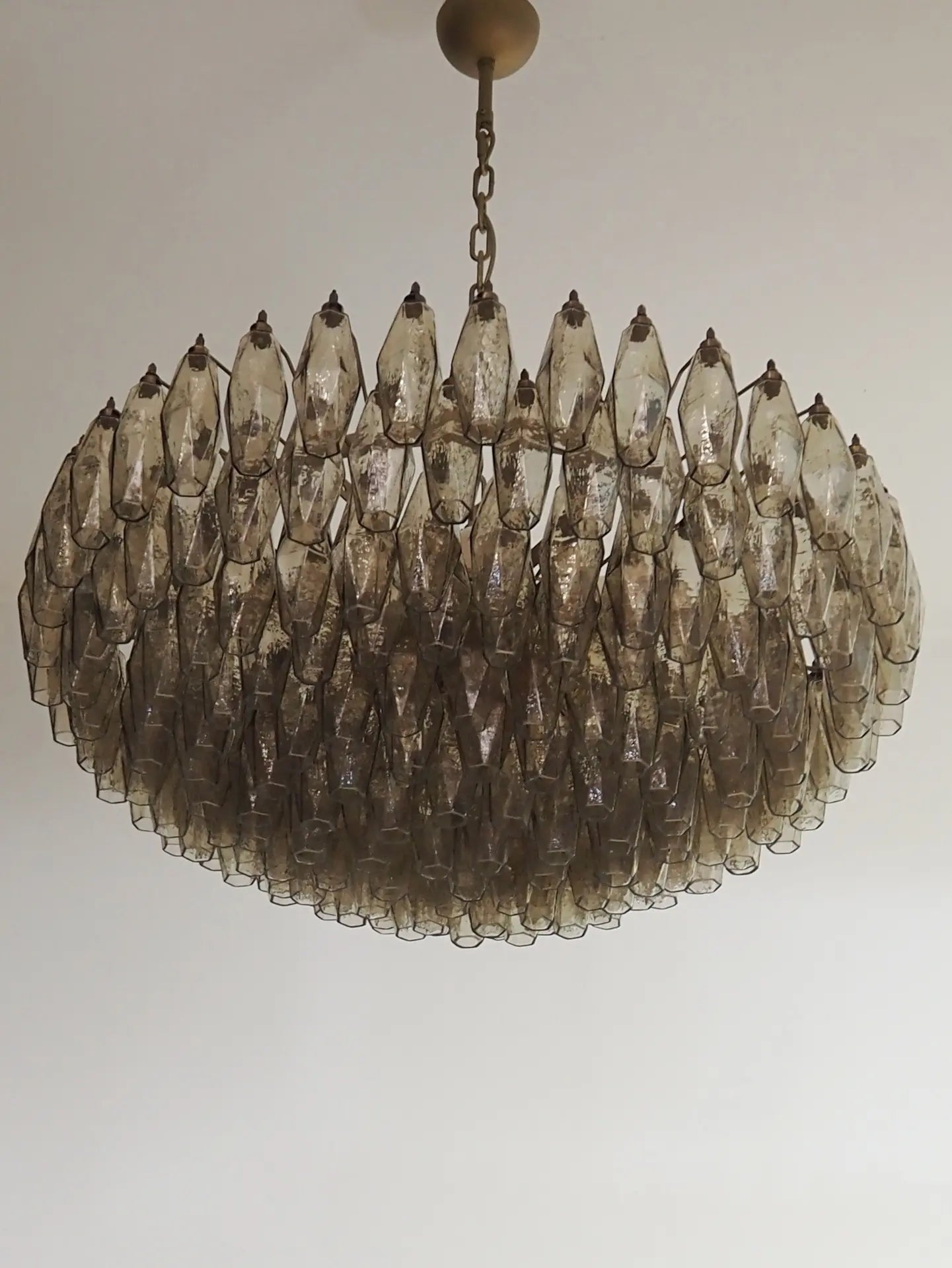 Murano takkrona Poliedri Ø90 - 185 rökfärgade glas