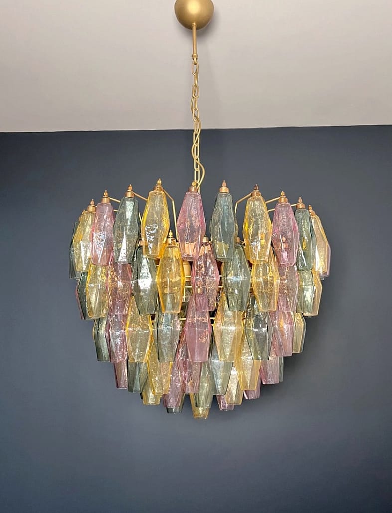 Murano takkrona Poliedri Ø68 - 111 flerfärgade glas