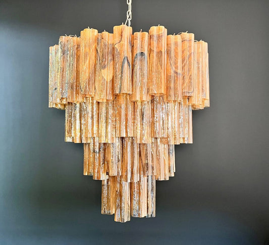 Murano takkrona Tubular Ø85 - 80 glas - Amber Black
