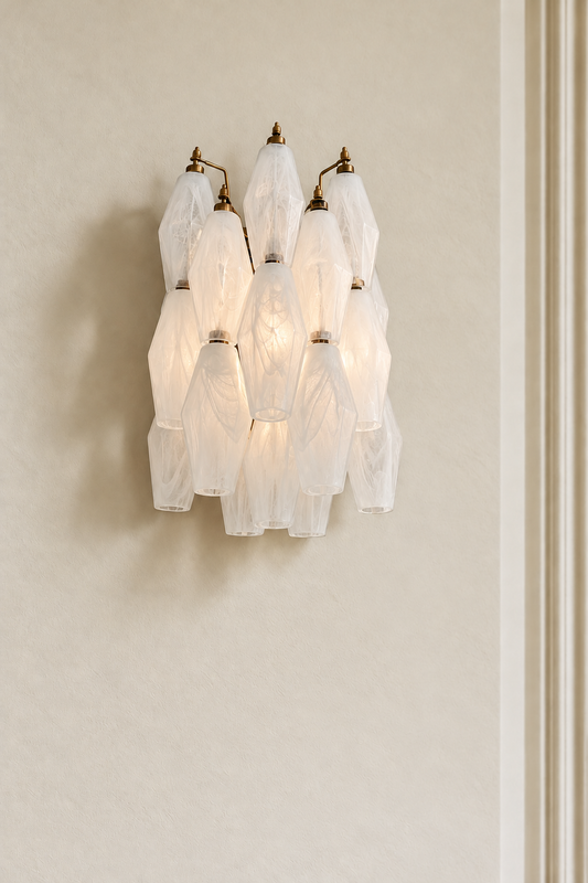 Vägglampa Poliedri Milky White