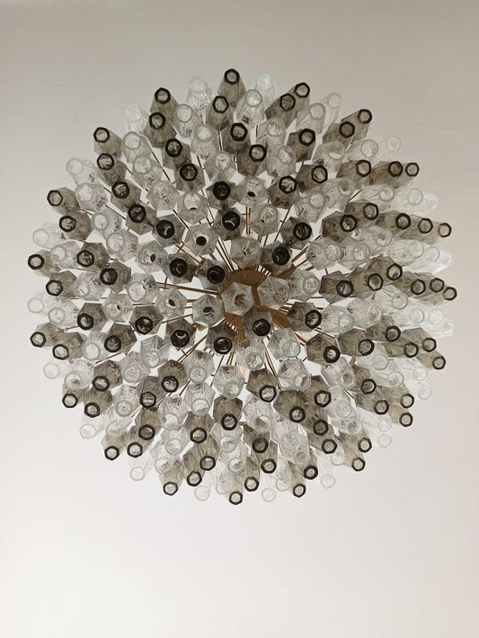 Murano takkrona Poliedri Ø90 - 185 glas - Klart & rökfärgat