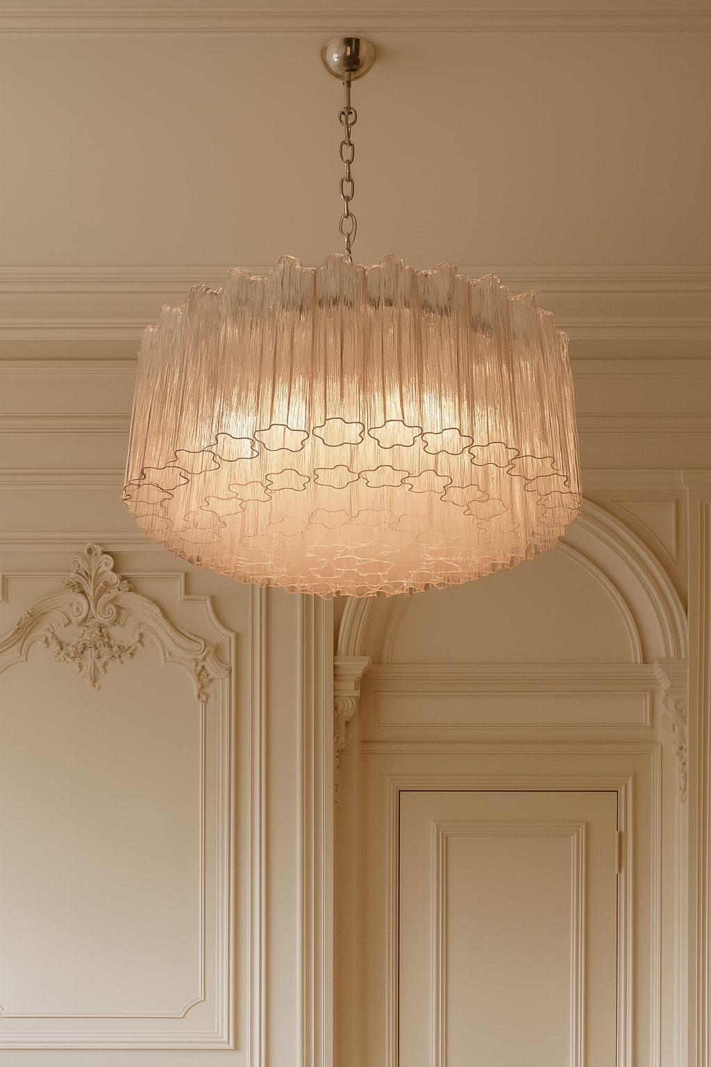 Murano takkrona Tubular Ø82 - 101 rosa glas