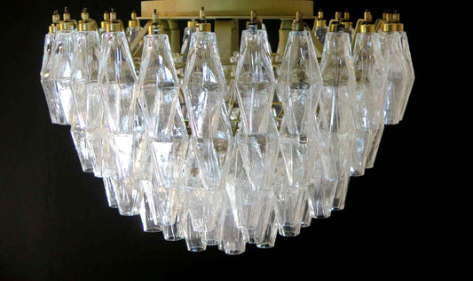 Murano takkrona Poliedri Ø60 - Klart glas