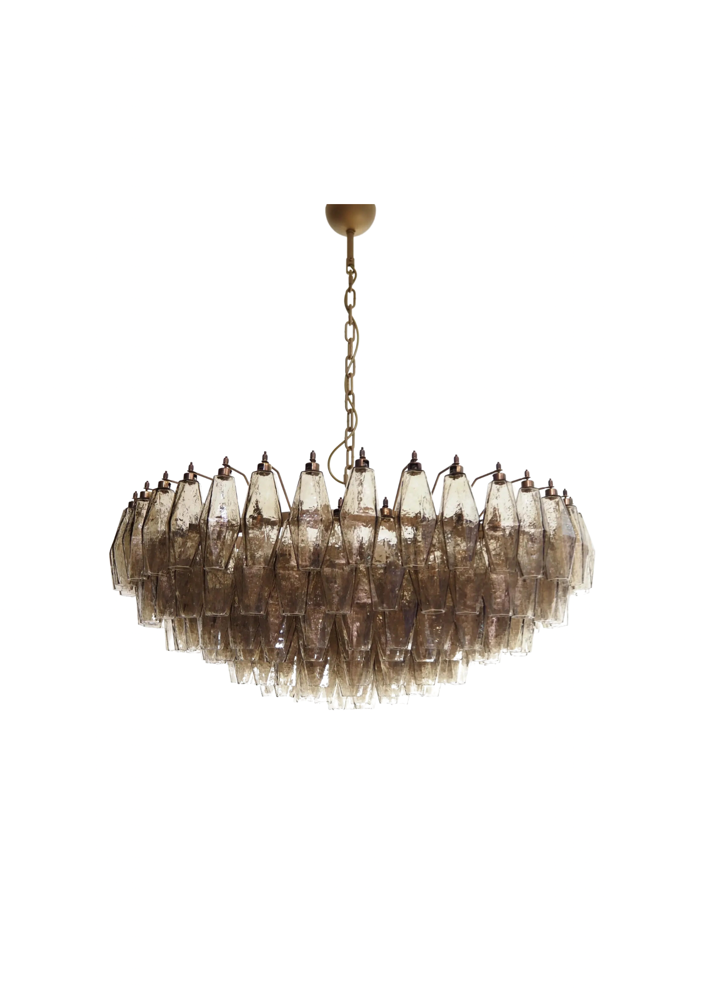 Murano takkrona Poliedri Ø90 - 185 rökfärgade glas