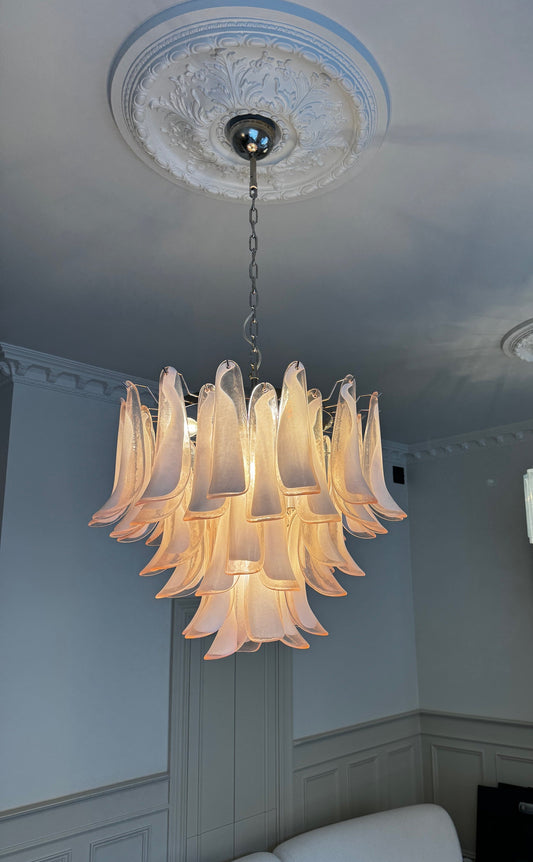 Murano takkrona Mazzega Ø70 - 53 rosa glas