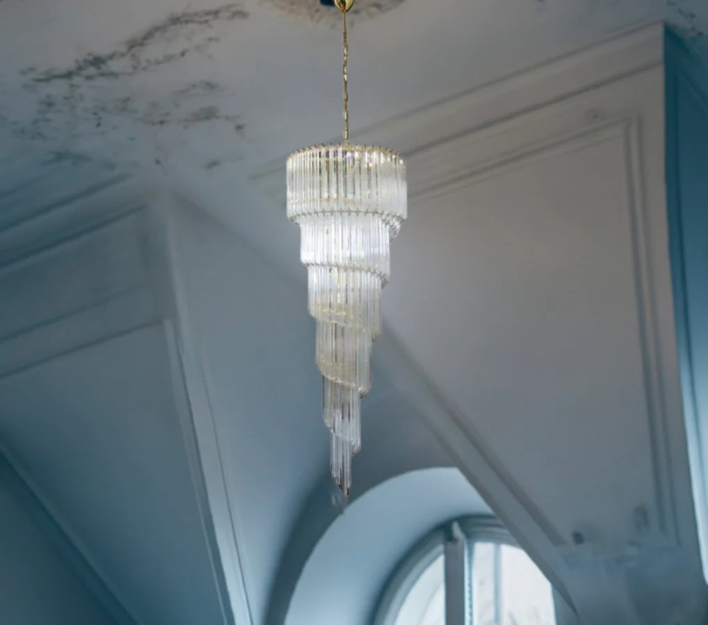 Murano takkrona Quadriedri Spiral Ø55 - 166 glas