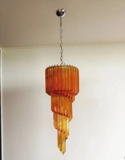 Murano takkrona Quadriedri Spiral Ø40 - 86 bärnstensfärgade glas