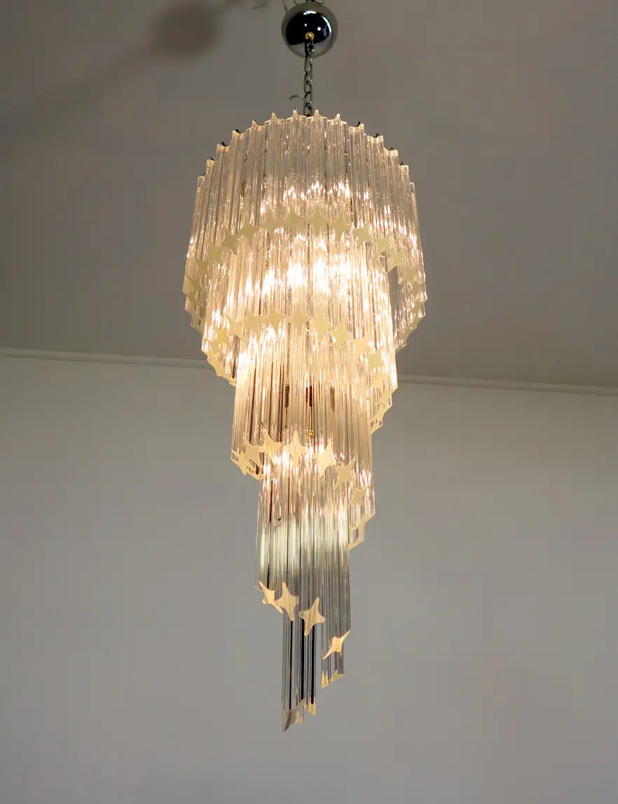 Murano takkrona Quadriedri Spiral Ø40 - 86 glas