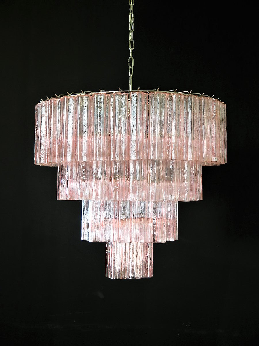 Murano takkrona Tubular Ø85 - 78 rosa glas