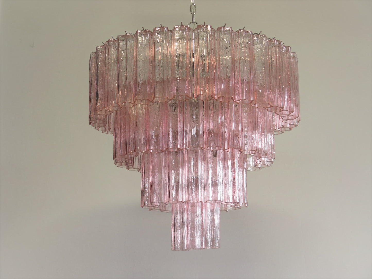 Murano takkrona Tubular Ø85 - 78 rosa glas