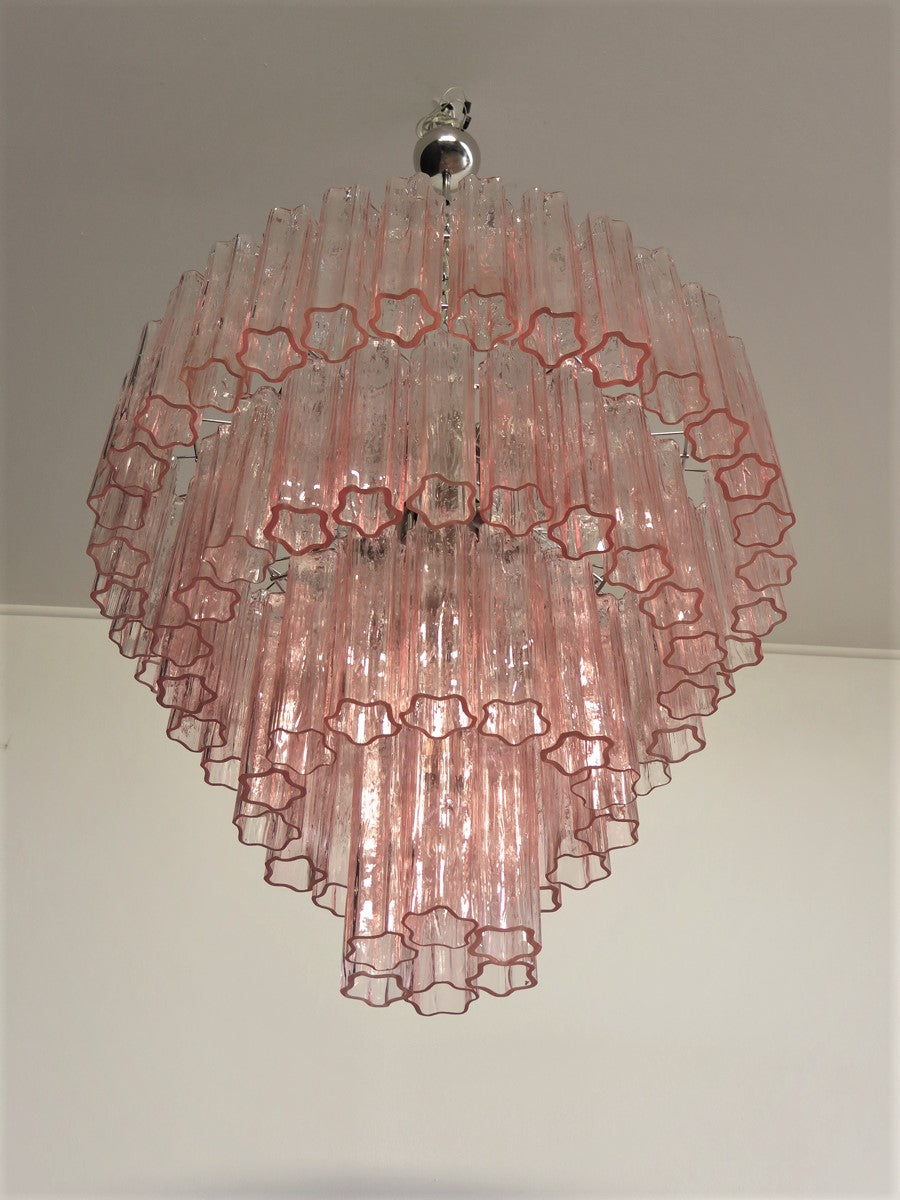 Murano takkrona Tubular Ø85 - 78 rosa glas