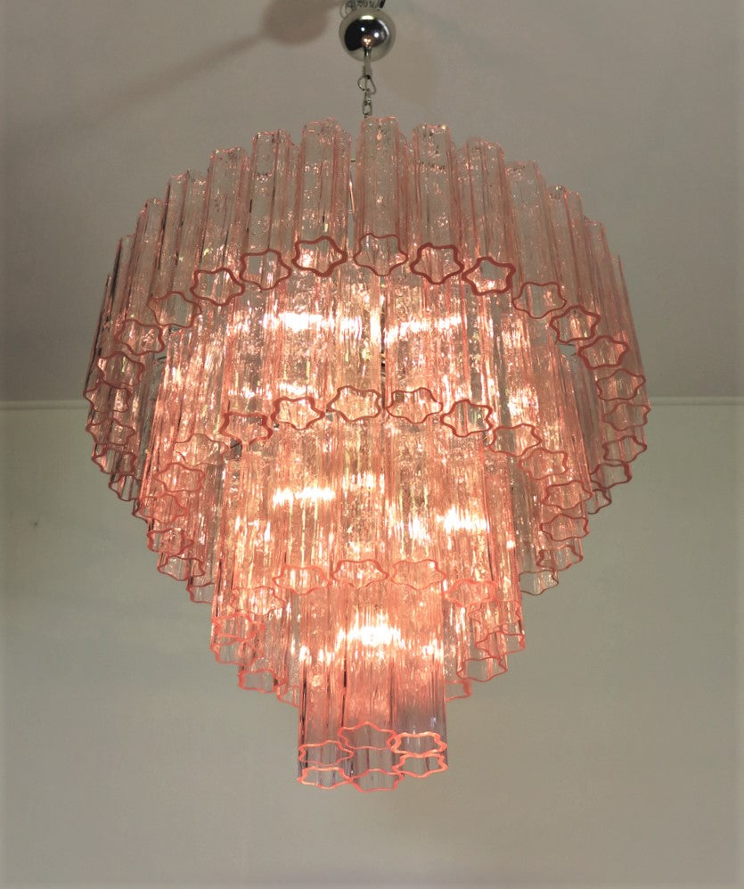 Murano takkrona Tubular Ø85 - 78 rosa glas