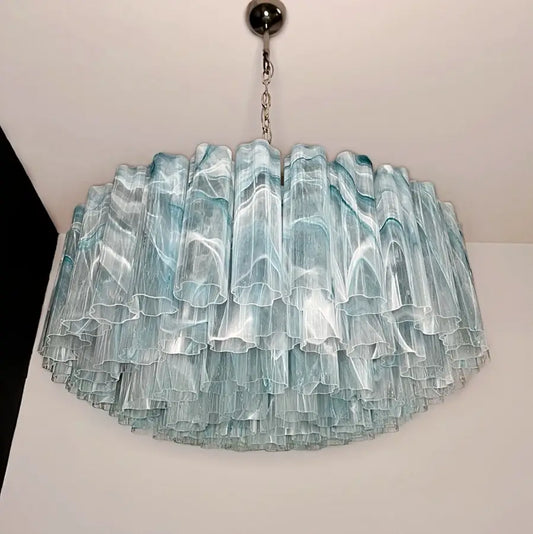 Murano takkrona Tubular Ø82 - 101 glas - Skymilk
