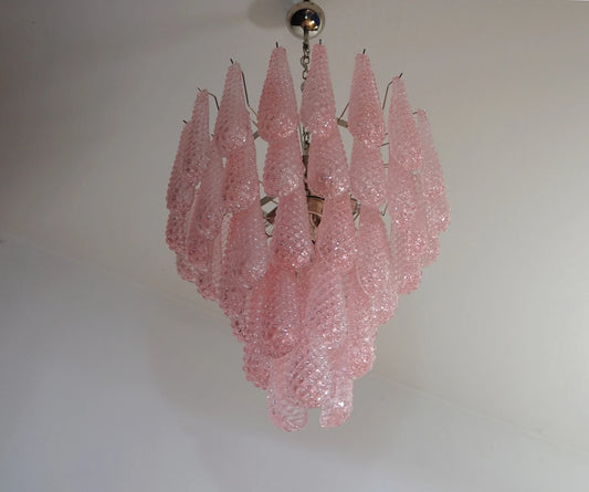 Murano takkrona Drop Ø75 - 75 rosa glas