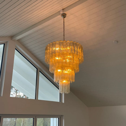 Murano takkrona Tubular Ø85 - 78 honungsfärgade glas