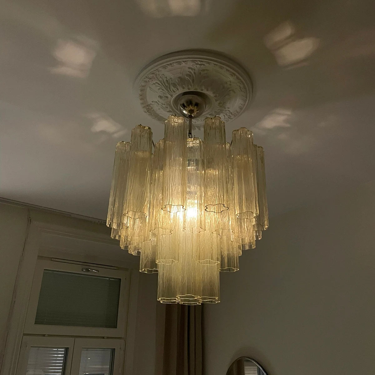 Murano takkrona Tubular Ø58 - 36 honungsfärgade glas