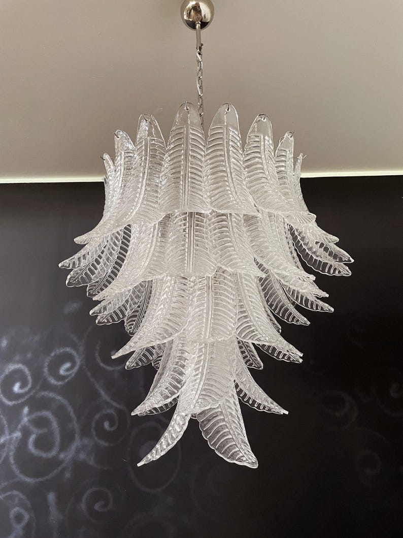 Murano takkrona Foglia Feather Ø80 - 52 glas