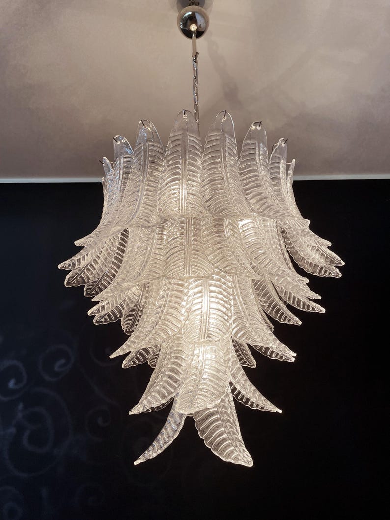 Murano takkrona Foglia Feather Ø80 - 52 glas