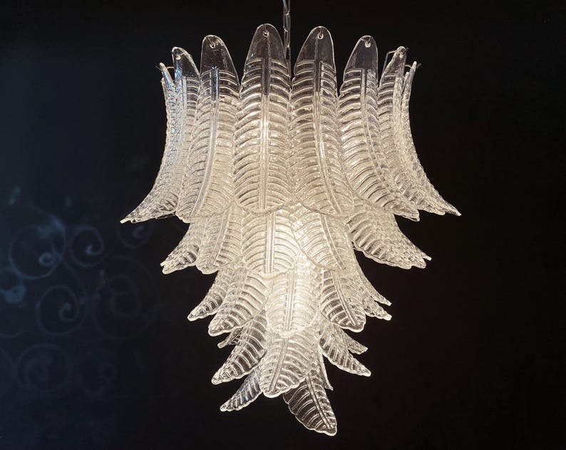 Murano takkrona Foglia Feather Ø80 - 52 glas