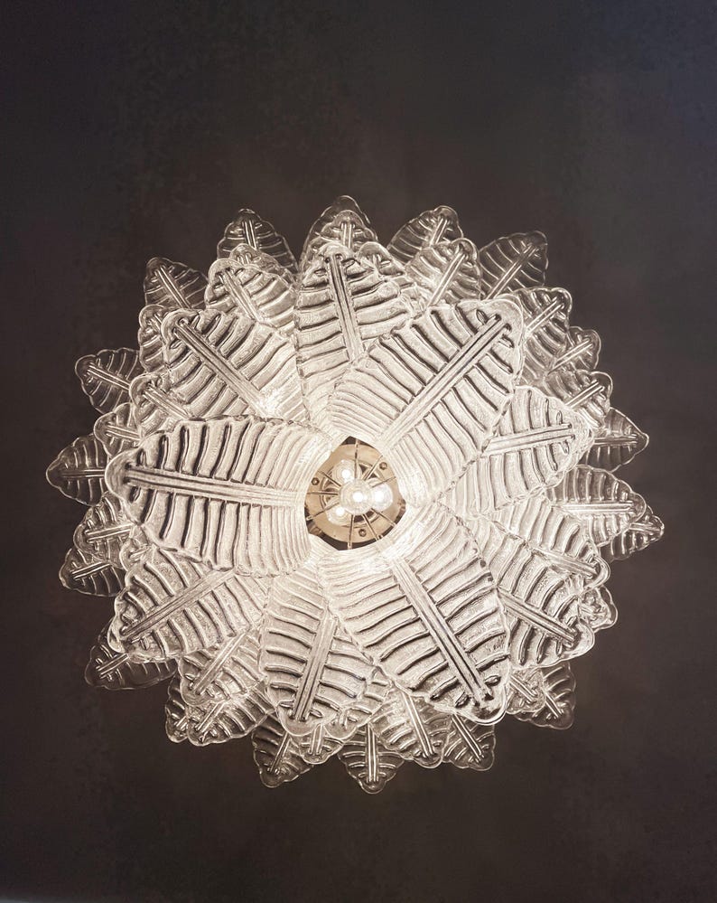 Murano takkrona Foglia Feather Ø80 - 52 glas
