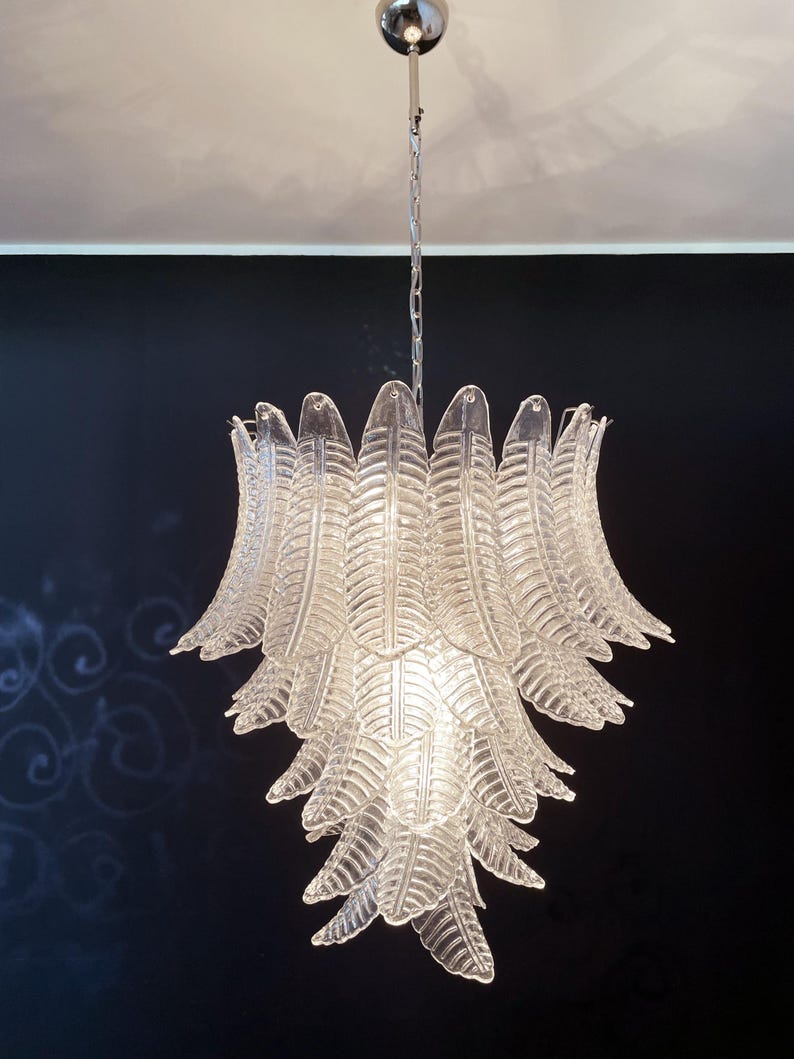 Murano takkrona Foglia Feather Ø80 - 52 glas
