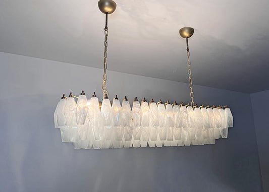 Murano takkrona Poliedri XXL - 138 Milky Swirl glas - Carlo Scarpa