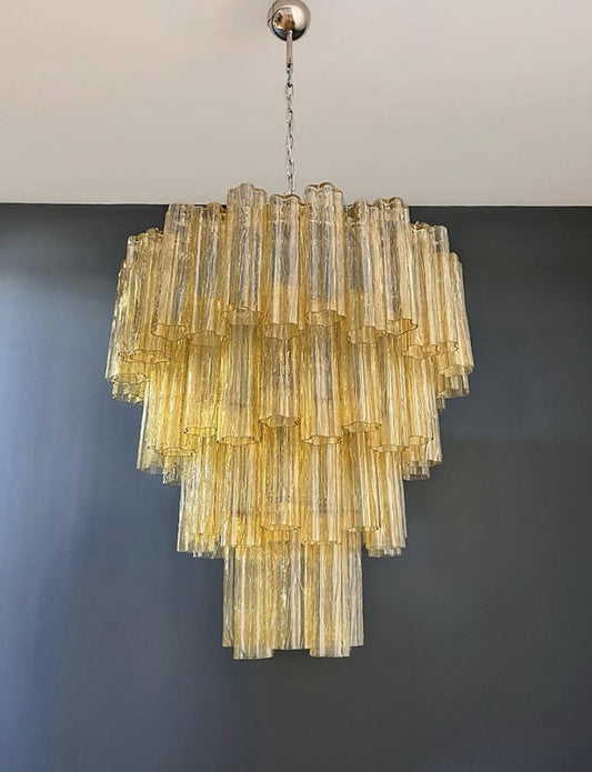 Murano takkrona Tubular Ø85 - 80 glas - Honey