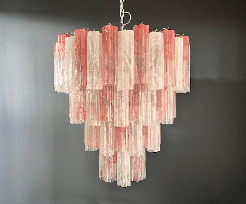 Murano takkrona Tubular Ø85 - 80 glas - Milky Blush Swirl
