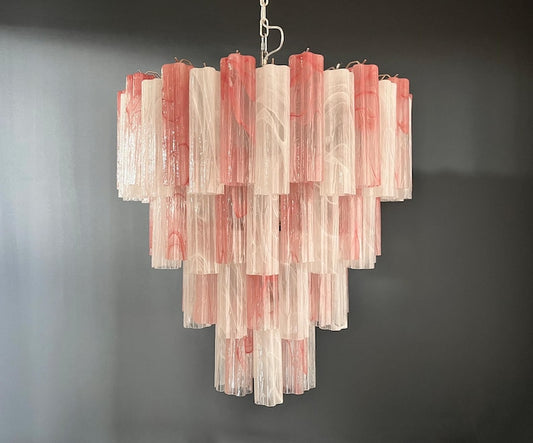 Murano takkrona Tubular Ø85 - 80 glas - Milky Blush Swirl