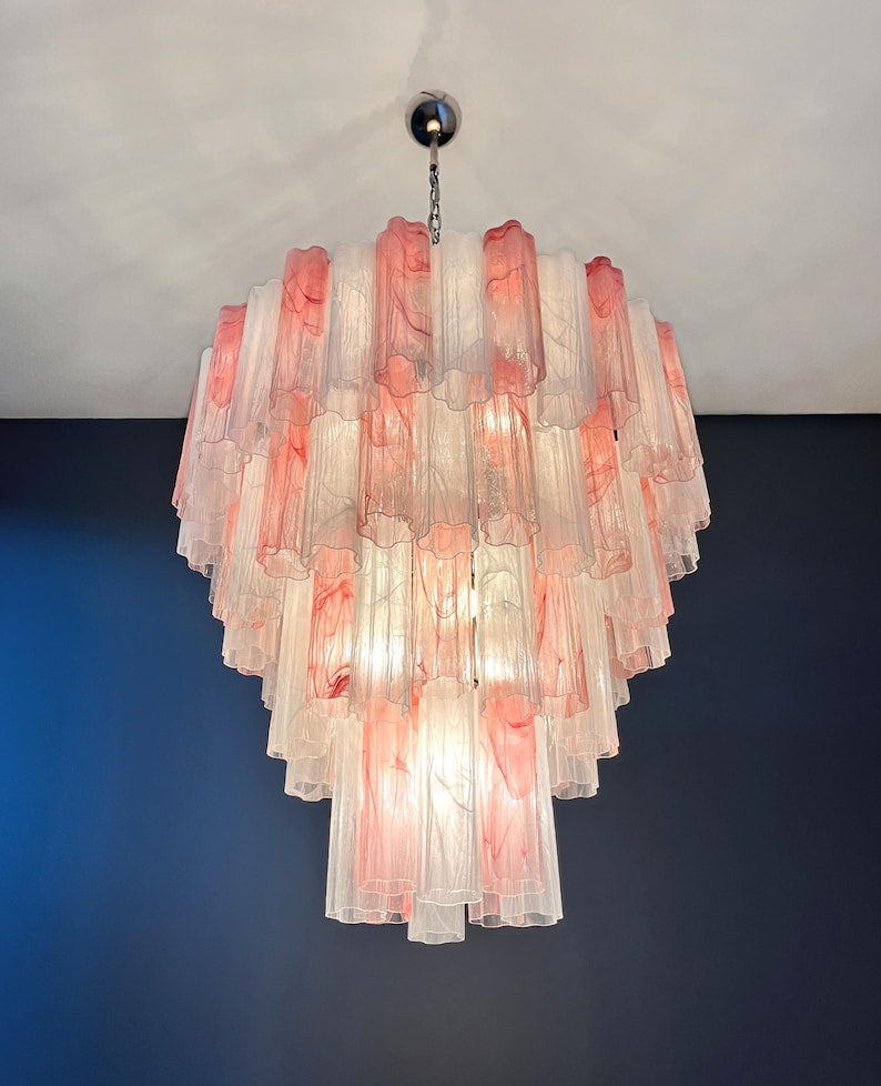 Murano takkrona Tubular Ø85 - 80 glas - Milky Blush Swirl