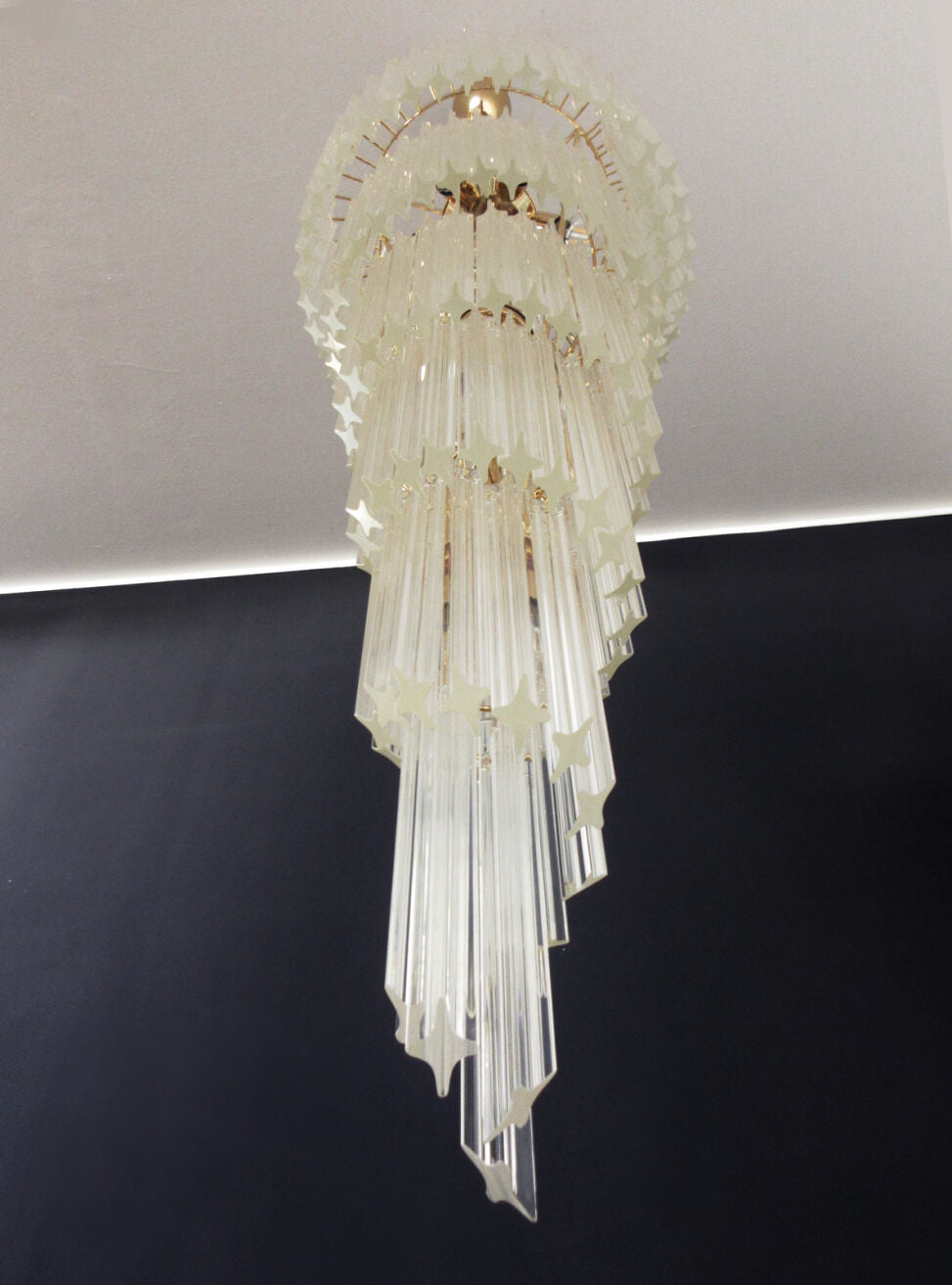 Murano takkrona Quadriedri Spiral Ø55 - 166 glas