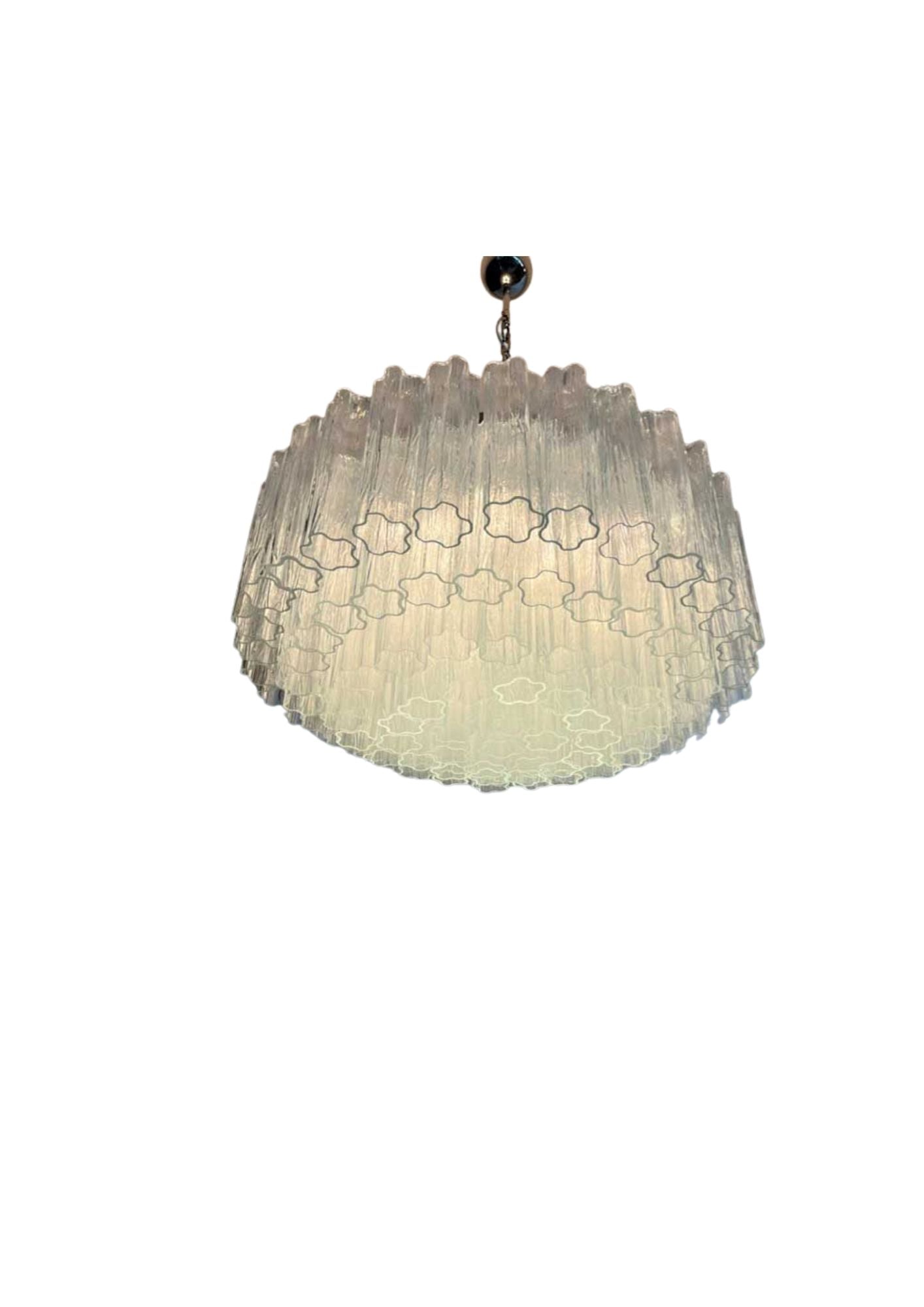 Murano takkrona Tubular Ø82 - 101 klara glas
