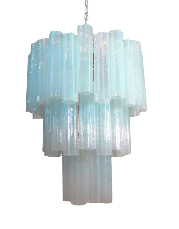 Murano takkrona Tubular Ø66 - 48 glas ljusblå