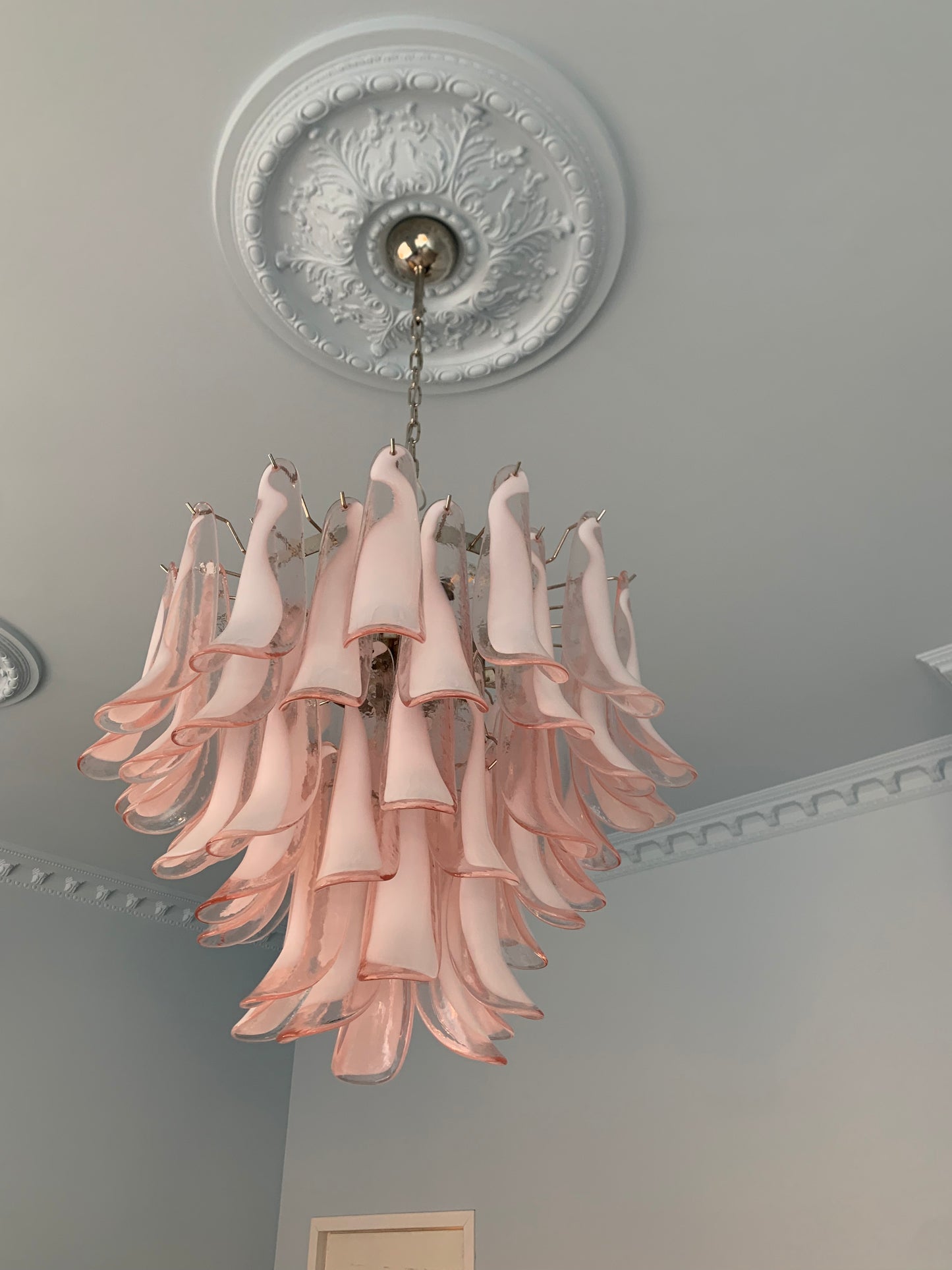 Murano takkrona Mazzega Ø70 - 53 rosa glas