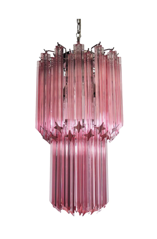 Murano takkrona Quadriedri Ø32 - 46 rosa glas