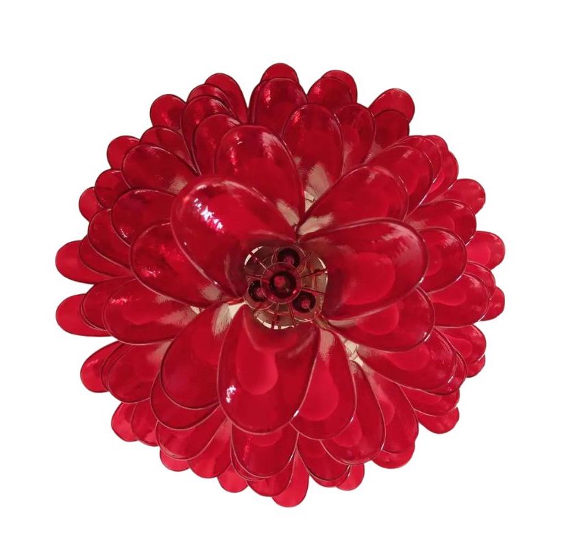 Murano takkrona Mazzega Ø80 - 75 röda glas