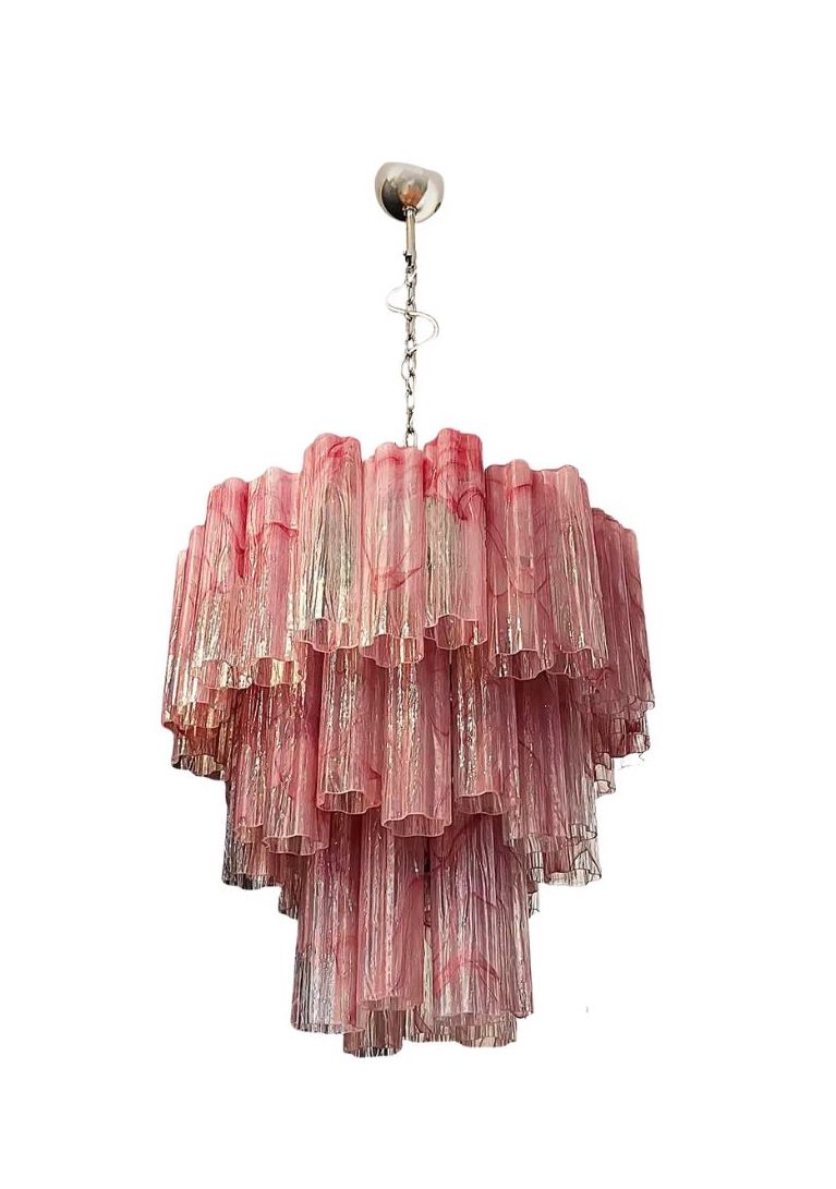 Murano takkrona Tubular Ø66 - 48 marmorerade rosa glas