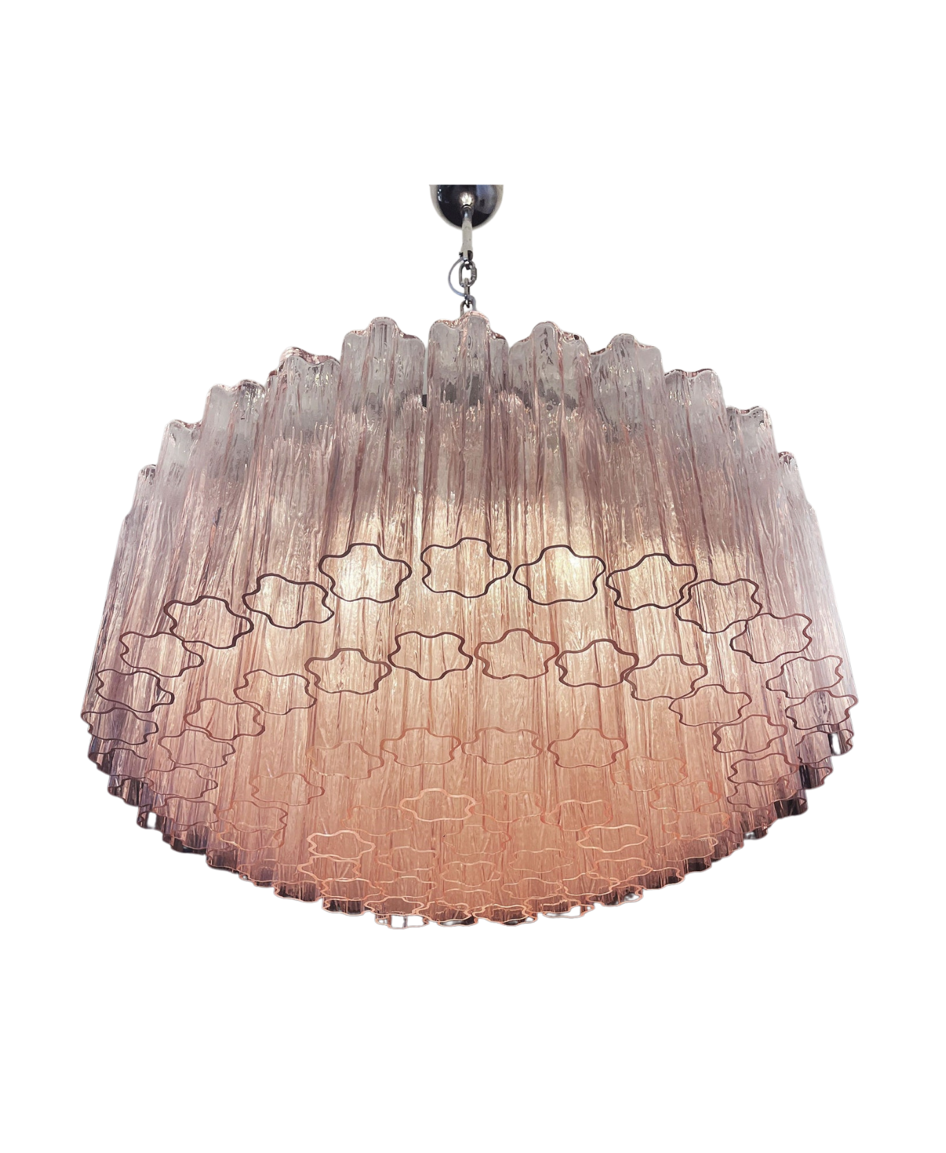 Murano takkrona Tubular Ø82 - 101 rosa glas