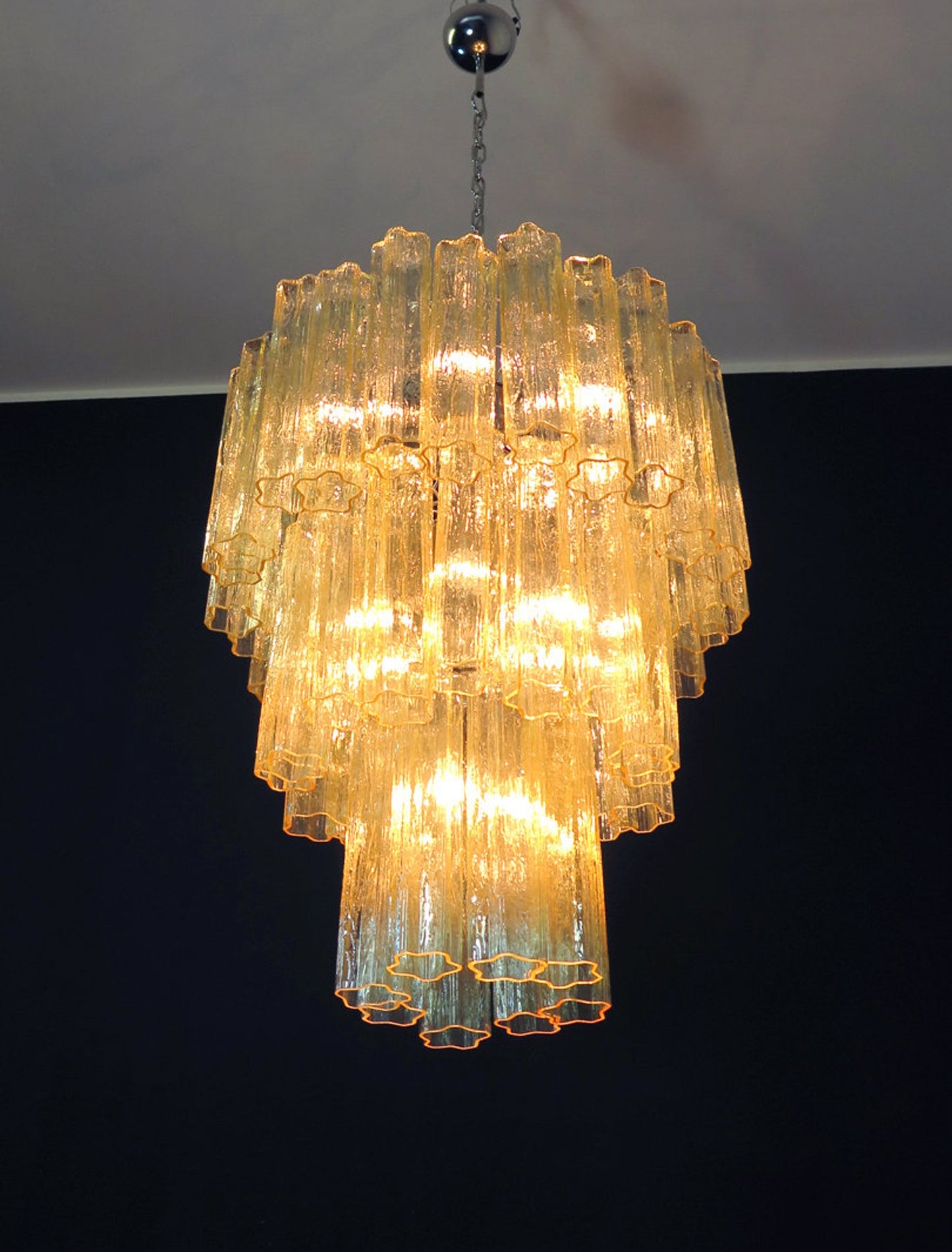 Murano takkrona Tubular Ø66 - 48 honungsfärgade glas