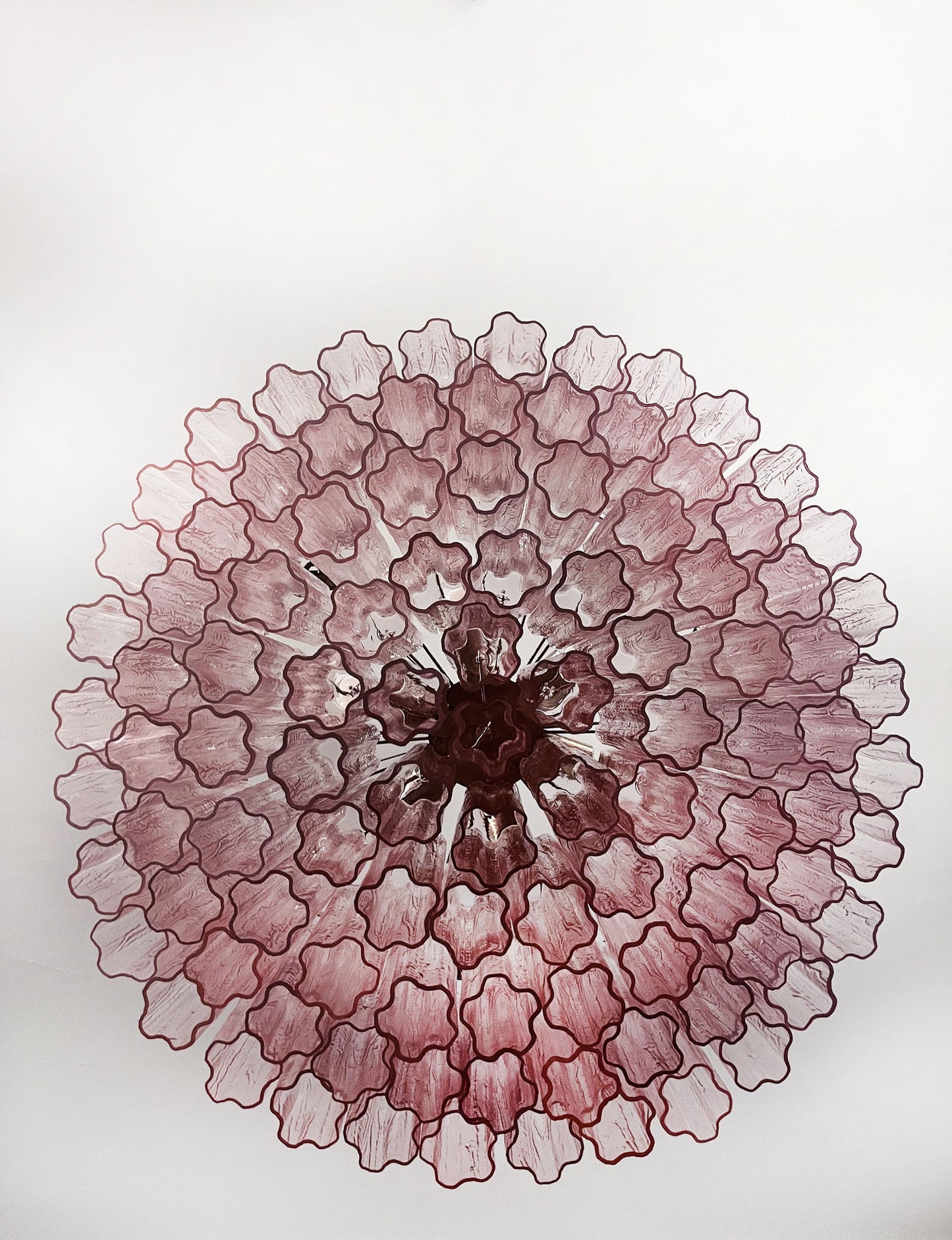 Murano takkrona Tubular Ø82 - 101 rosa glas