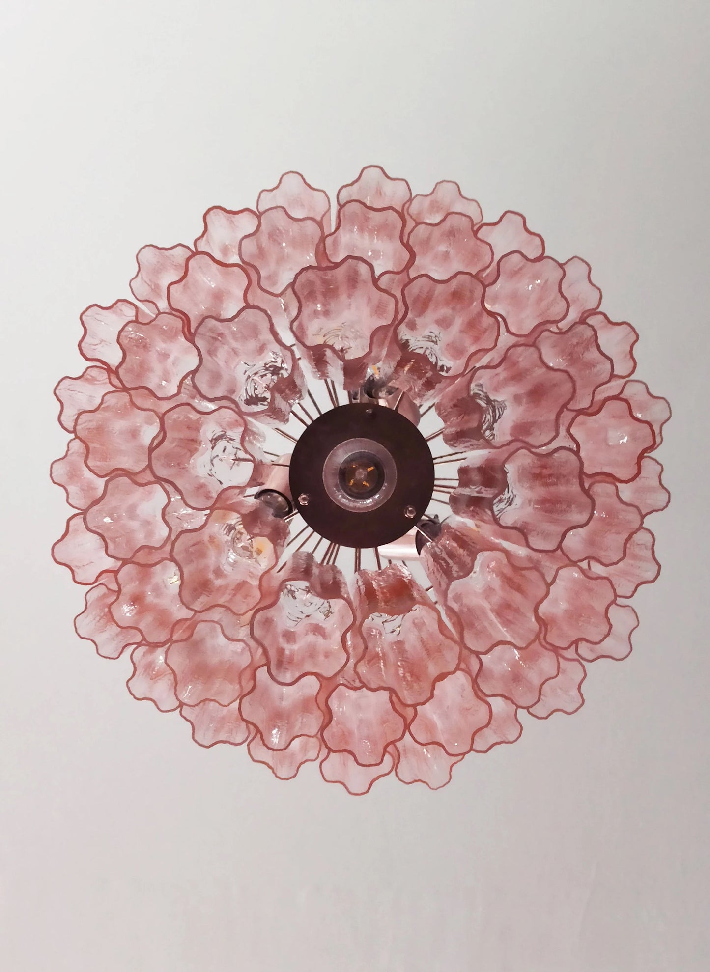 Murano takkrona Tubular Ø60 - 52 glas Rosa
