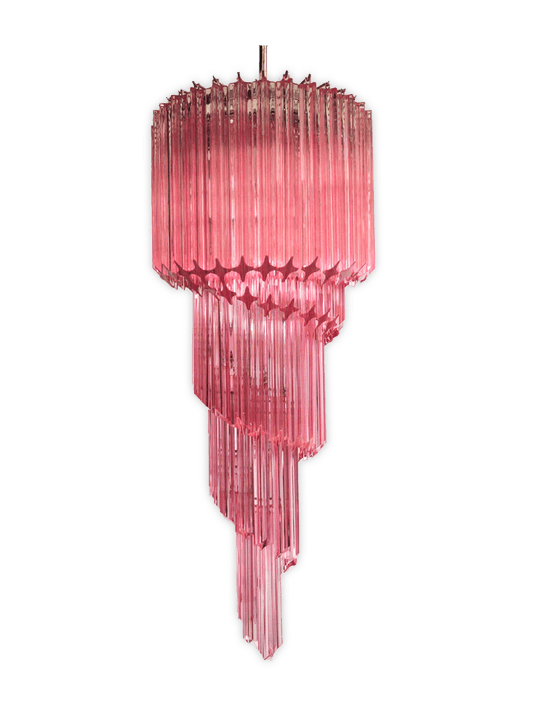 Murano takkrona Quadriedri Spiral Ø40 - 86 rosa glas