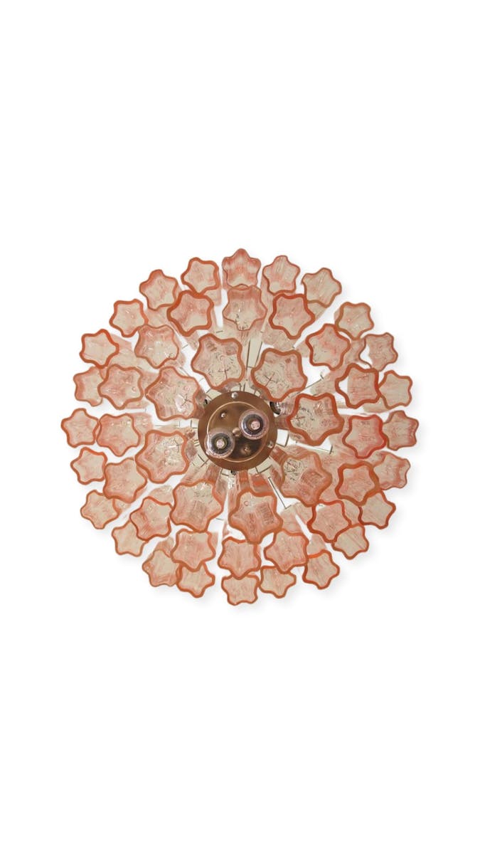 Murano takkrona Tubular Ø66 - 48 rosa glas