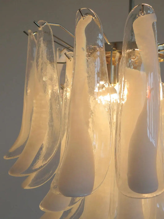 Murano takkrona Mazzega Ø58 - 41 glas i vitt