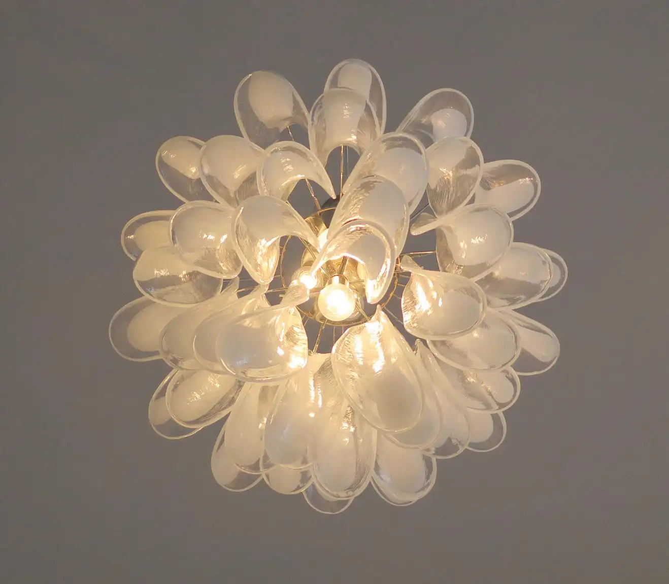 Murano takkrona Mazzega Ø58 - 41 glas i vitt
