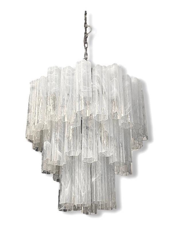 Murano takkrona Tubular Ø66 - 48 glas Milky White