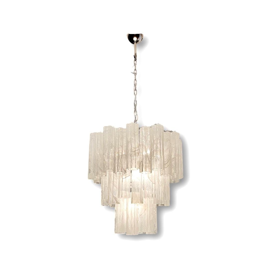 Murano takkrona Tubular Ø66 - 48 glas Milky White
