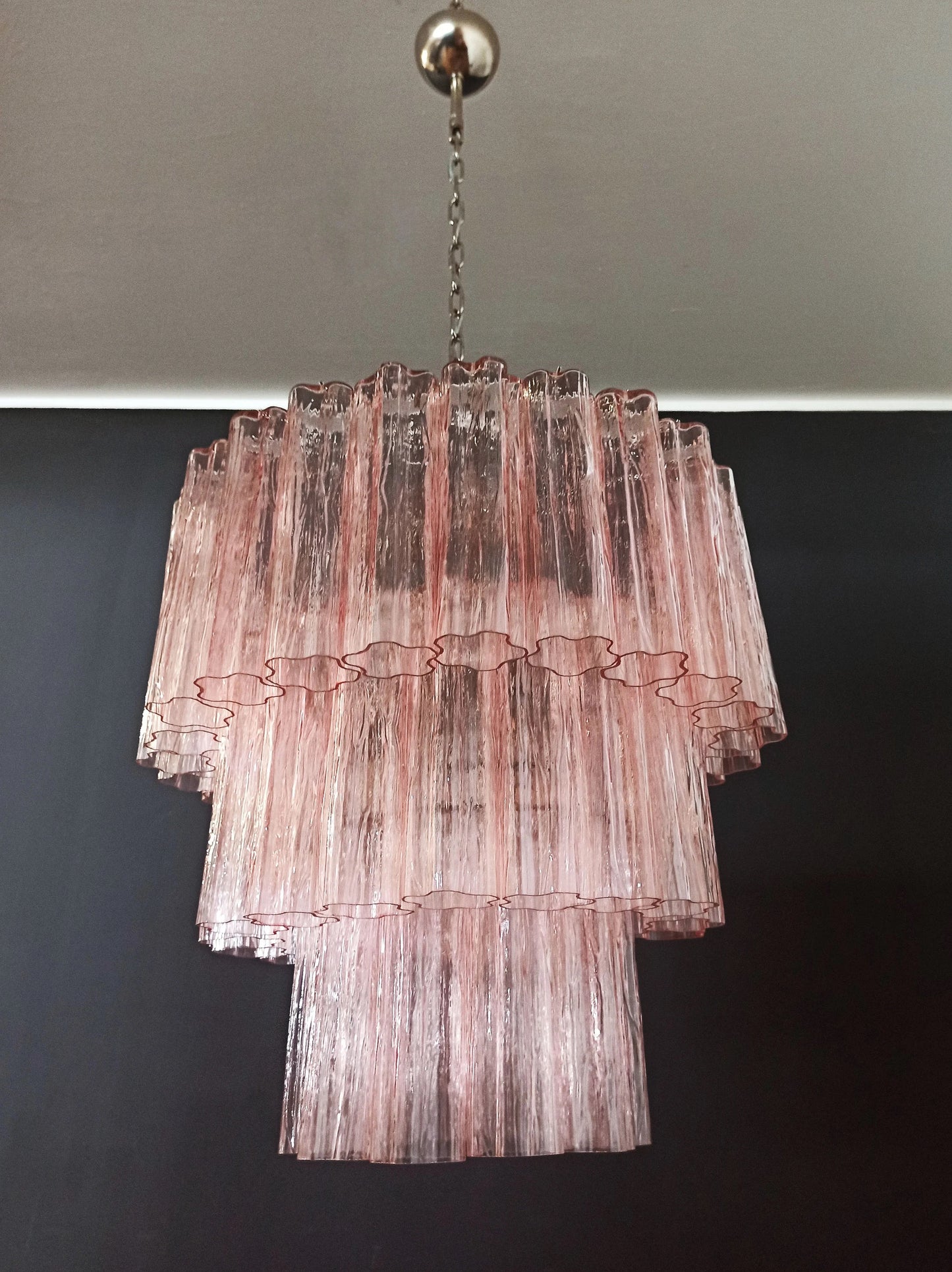 Murano takkrona Tubular Ø60 - 52 glas Rosa