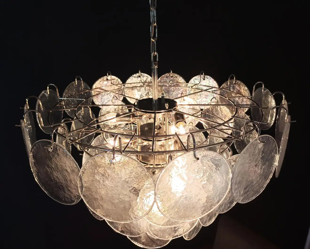 Murano takkrona Iris Ø70 - 57 iriserade glas
